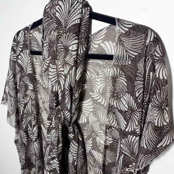 Fringed duster and scarf set in brown and golds.One size NWT - Picture 3 of 5